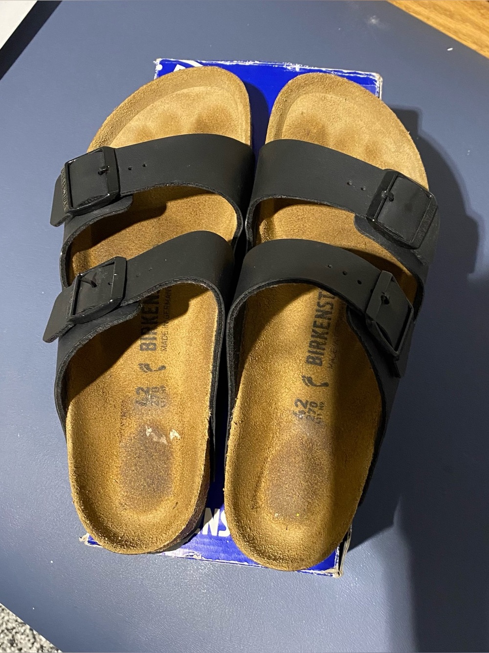Birkenstock women’s Black Two-Strap Buckle Sandals